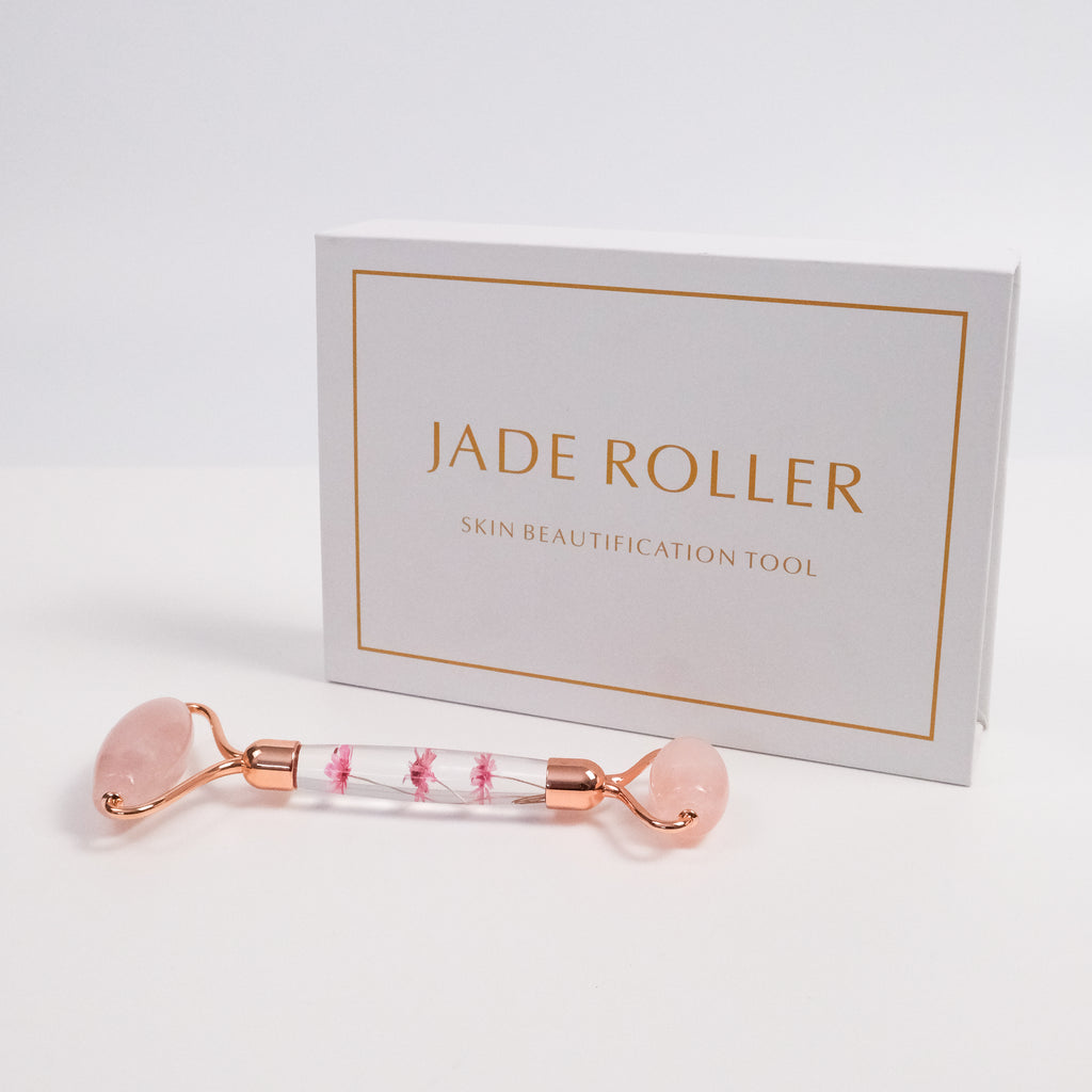 Rose Quartz Roller with flower handle